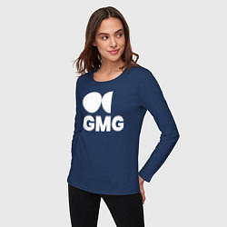 Лонгслив хлопковый женский GMG, цвет: тёмно-синий — фото 2
