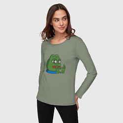 Лонгслив хлопковый женский Pepe love пепе лов, цвет: авокадо — фото 2
