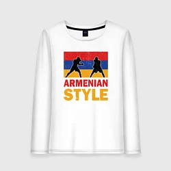Лонгслив хлопковый женский Армянский стиль, цвет: белый