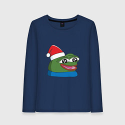 Женский лонгслив Pepe, pepe happy, Пепе хеппи, pepe happy new year