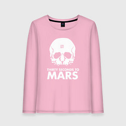Лонгслив хлопковый женский 30 Seconds to Mars белый череп, цвет: светло-розовый