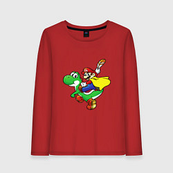 Лонгслив хлопковый женский Yoshi&Mario, цвет: красный