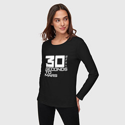 Лонгслив хлопковый женский 30 Seconds To Mars logo, цвет: черный — фото 2