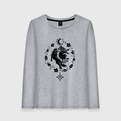 Лонгслив хлопковый женский Волки из легенд, цвет: меланж