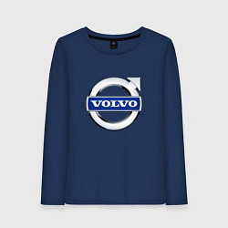 Лонгслив хлопковый женский Volvo, логотип, цвет: тёмно-синий