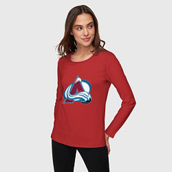 Лонгслив хлопковый женский Колорадо Эвеланш логотип, цвет: красный — фото 2