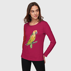 Лонгслив хлопковый женский Любимый попугай, цвет: маджента — фото 2