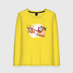 Лонгслив хлопковый женский Санта в маске, цвет: желтый