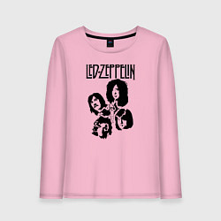 Лонгслив хлопковый женский Участники группы Led Zeppelin, цвет: светло-розовый