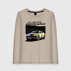 Лонгслив хлопковый женский Lamborghini Urus - это очень круто!, цвет: миндальный