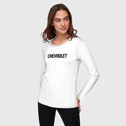 Лонгслив хлопковый женский Chevrolet Лого Эмблема спина, цвет: белый — фото 2