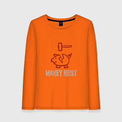 Лонгслив хлопковый женский Копилка - Money Heist, цвет: оранжевый