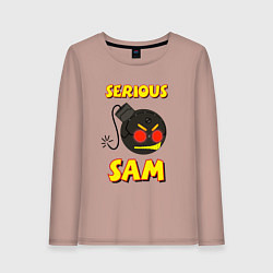 Лонгслив хлопковый женский Serious Sam Bomb Logo, цвет: пыльно-розовый