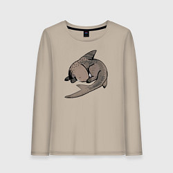 Лонгслив хлопковый женский Спящая акула, цвет: миндальный