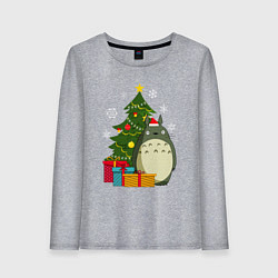 Лонгслив хлопковый женский Тоторо новогодний, цвет: меланж