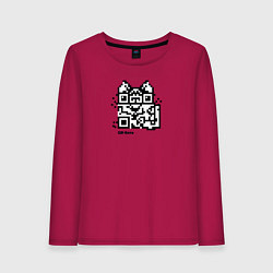 Лонгслив хлопковый женский QR-коте, цвет: маджента