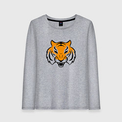 Лонгслив хлопковый женский Тигр логотип, цвет: меланж