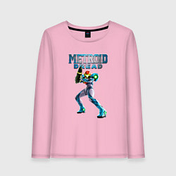 Лонгслив хлопковый женский Metroid Dread Метроид Дреад, цвет: светло-розовый