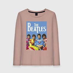 Лонгслив хлопковый женский The Beatles - world legend!, цвет: пыльно-розовый