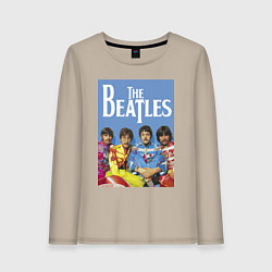Лонгслив хлопковый женский The Beatles - world legend!, цвет: миндальный