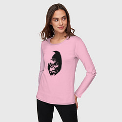 Лонгслив хлопковый женский Angry Monkey Cotton Theme, цвет: светло-розовый — фото 2