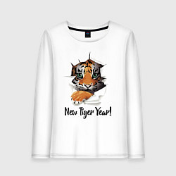 Лонгслив хлопковый женский New Tiger Year!, цвет: белый
