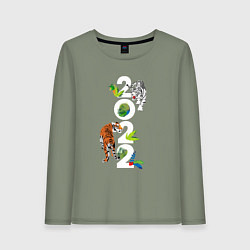 Лонгслив хлопковый женский Два тигра 2022, цвет: авокадо