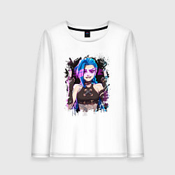 Лонгслив хлопковый женский JINX SHOOT ARCANE LOL, цвет: белый