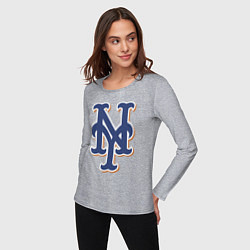 Лонгслив хлопковый женский New York Mets - baseball team, цвет: меланж — фото 2