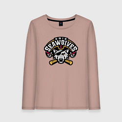 Лонгслив хлопковый женский Sea Wolves - baseball team, цвет: пыльно-розовый