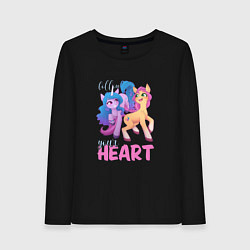 Лонгслив хлопковый женский My Little Pony Follow your heart, цвет: черный