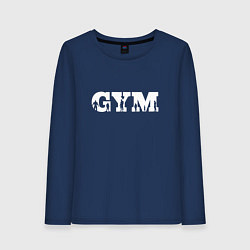 Лонгслив хлопковый женский GYM- образ жизни, цвет: тёмно-синий