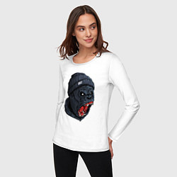 Лонгслив хлопковый женский Scream gorilla, цвет: белый — фото 2
