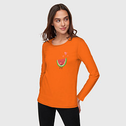 Лонгслив хлопковый женский Влюблённый арбузик, цвет: оранжевый — фото 2