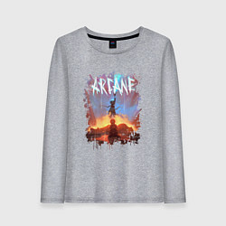Лонгслив хлопковый женский JINX HERE WAS ARCANE LEAGUE OF LEGENDS ДЖИНКС, цвет: меланж
