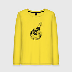 Лонгслив хлопковый женский Море в бутылке, цвет: желтый