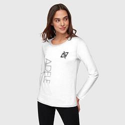 Лонгслив хлопковый женский Адель логотип с надписью, цвет: белый — фото 2