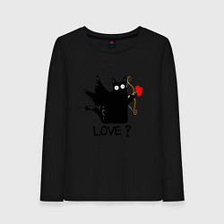 Лонгслив хлопковый женский LOVE CAT WHAT cat, цвет: черный