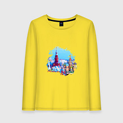 Лонгслив хлопковый женский Москва Россия Туризм, цвет: желтый