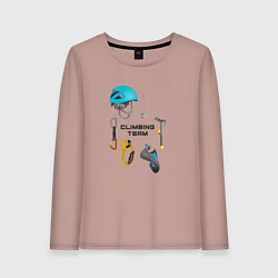 Лонгслив хлопковый женский Снаряжение для альпинизма, цвет: пыльно-розовый