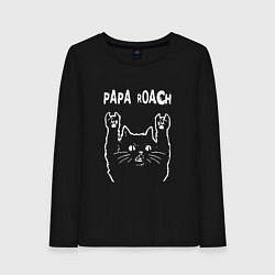 Лонгслив хлопковый женский Papa Roach Рок кот, цвет: черный