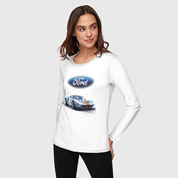 Лонгслив хлопковый женский Ford Motorsport, цвет: белый — фото 2