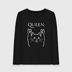 Лонгслив хлопковый женский Queen Рок кот, цвет: черный