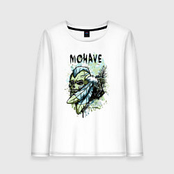 Лонгслив хлопковый женский Череп с ирокезом, цвет: белый