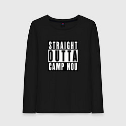 Лонгслив хлопковый женский Barcelona Straight Outta Camp Nou Барселона, цвет: черный