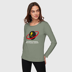 Лонгслив хлопковый женский Биатлон Лого, цвет: авокадо — фото 2