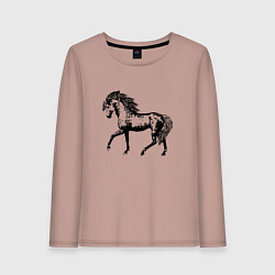 Лонгслив хлопковый женский Мустанг Лошадь, цвет: пыльно-розовый