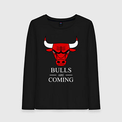 Лонгслив хлопковый женский Chicago Bulls are coming Чикаго Буллз, цвет: черный