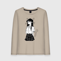 Лонгслив хлопковый женский Коми неко, цвет: миндальный