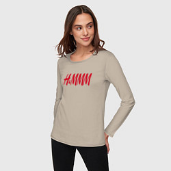 Лонгслив хлопковый женский H&MMM LOGO, цвет: миндальный — фото 2